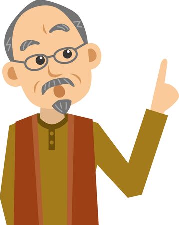 Image illustration of an elderly man pointing (upper body)のイラスト素材