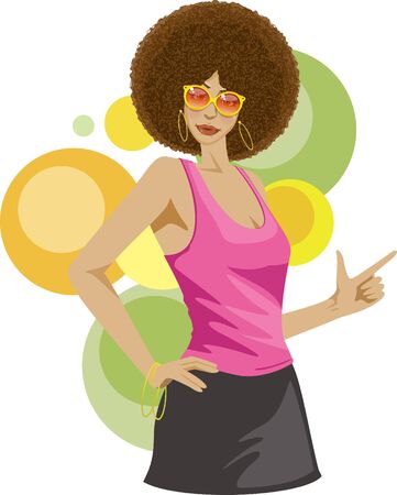 the upper body of a black woman. Image Illustrations (70s and 80s)のイラスト素材