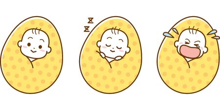 Baby image illustration set wrapped in clothingのイラスト素材