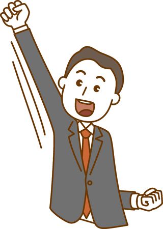 Image illustration of a man posing hard in a suit. Upper bodyのイラスト素材