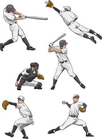 Image illustration set of baseball playerのイラスト素材