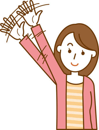 Image illustration of a young woman wavedのイラスト素材