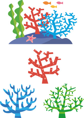 Colorful coral image illustration setのイラスト素材