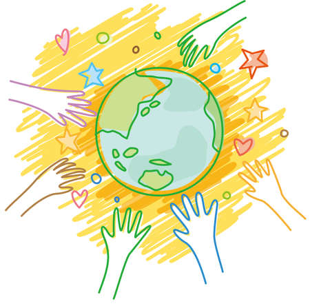 Environmental Conservation Image Illustration (Earth and Hands)のイラスト素材