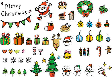 Christmas-related cute illustration set (hand drawn)のイラスト素材