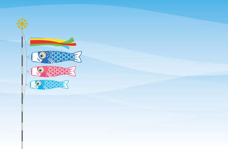 Image illustration of a carp streamer swimming in the blue sky (Children's Day)のイラスト素材