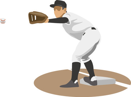 Image illustration of defensive position first (baseball player)のイラスト素材