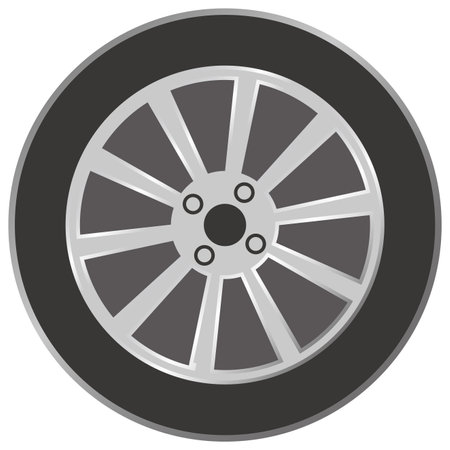 Image illustration of a tire with wheels (front)のイラスト素材