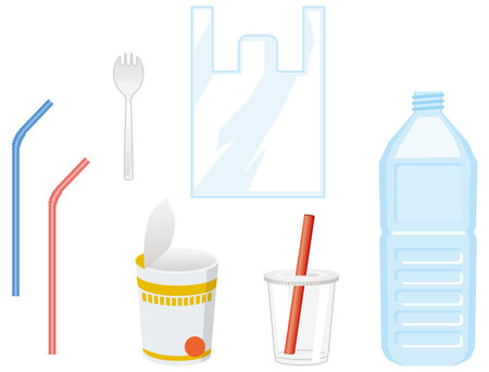 Image illustration of plastic products (garbage problem)のイラスト素材