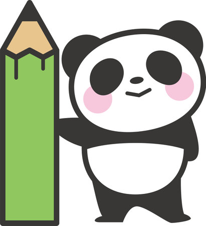 Panda character holding a big pencilのイラスト素材
