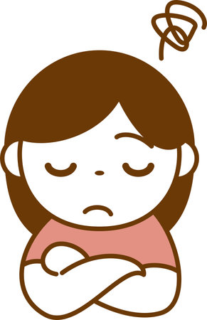 worried girl. Icon-like person's facial expression illustrationのイラスト素材