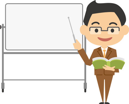 Image illustration of a man explaining on a whiteboardのイラスト素材