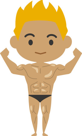 Image illustration of a tanned male bodybuilderのイラスト素材