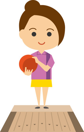 Image illustration of a female bowling playerのイラスト素材