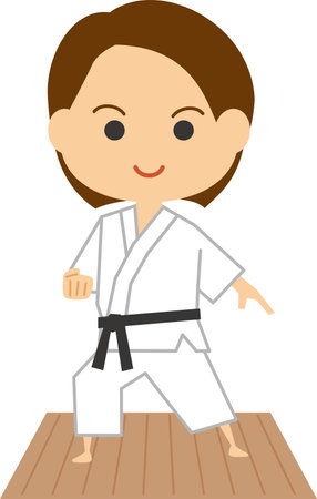 Image illustration of a woman doing karateのイラスト素材