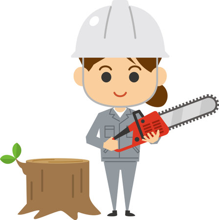 Image illustration of a woman working in the forestry industryのイラスト素材