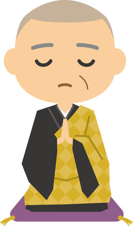 Image illustration of a monk holding hands in a sitting positionのイラスト素材