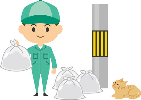 Image illustration of a worker carrying garbageのイラスト素材