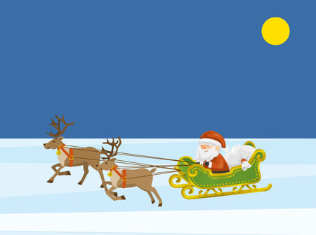 Illustration of Santa Claus riding a sleighのイラスト素材