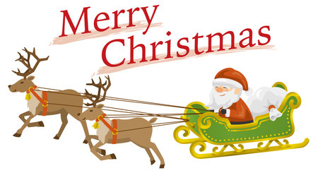 Illustration of Santa Claus riding a sleighのイラスト素材