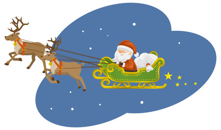 Illustration of Santa Claus riding a sleighのイラスト素材