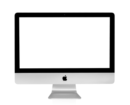 BANGKOK, THAILAND - August 14, 2015: Photo of new iMac 21.5 With OS X Yosemite. iMac - monoblock series of personal computers, created by Apple Inc.のeditorial素材
