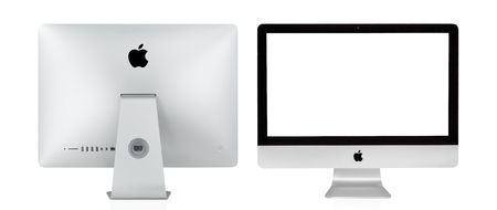 BANGKOK, THAILAND - November 22, 2015: Rear view image of new iMac 21.5 With OS X El Capitan. iMac - monoblock series of personal computers, created by Apple Inc.のeditorial素材