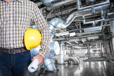 Maintenance technician inside thermal power plant factoryの写真素材