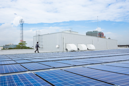 Solar panels on factory roof
