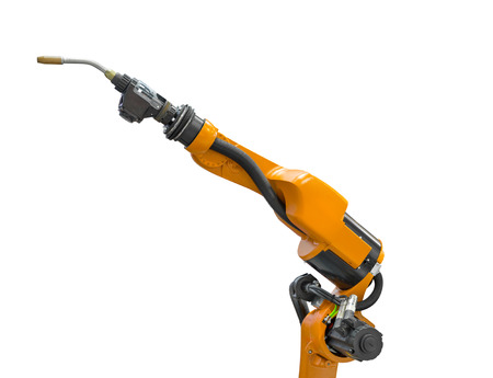 Robotic arm welder isolated on white background clipping pathの写真素材