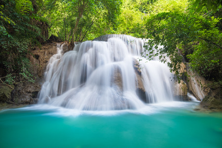 Huay Mae Kamin waterfall at Kanchanaburi, Thailandの写真素材