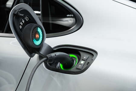 Electric vehicle charging with graphical user interface, Future technology EV car concept