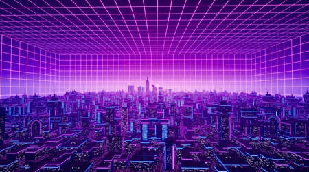 Metaverse city concept. 3d renderの写真素材