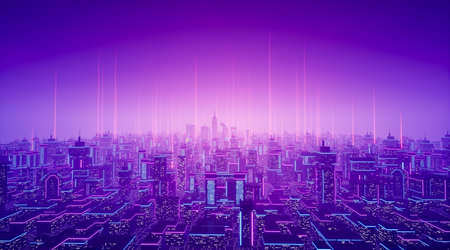 Metaverse city concept, 3d renderの写真素材
