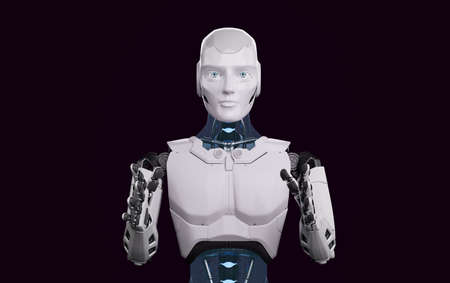 Humanoid robot with metaverse technology concept. 3d renderの写真素材