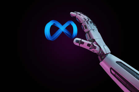 Robot hand with metaverse technology concept. 3d renderの写真素材