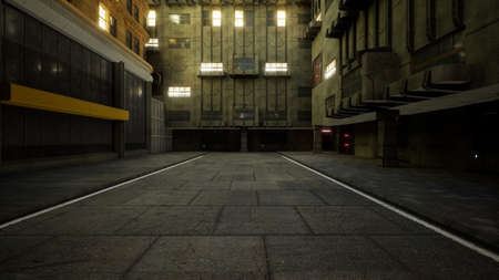 Cyberpunk city street, 3d renderの写真素材