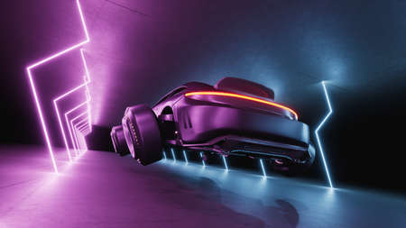 Futuristic transport vehicle with metaverse concept. 3d renderの写真素材