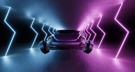 Futuristic transport vehicle with metaverse concept. 3d renderの写真素材