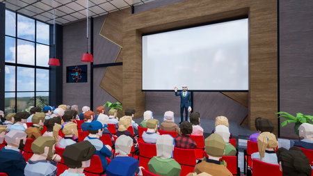 Metaverse avatars of people seminar online in virtual worlds, 3d renderの写真素材