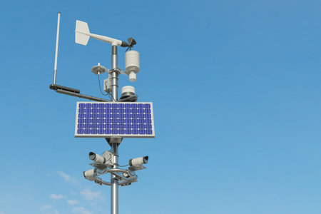 Weather station with blue sky backgroundの写真素材
