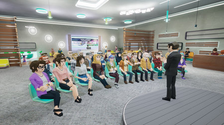 Metaverse avatars of people seminar online in virtual worlds, 3d renderの写真素材