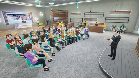 Metaverse avatars of people seminar online in virtual worlds, 3d renderの写真素材
