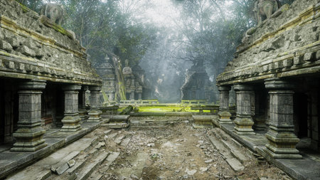 Ancient temple ruins, 3d renderの写真素材