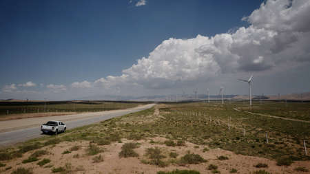 Grassland and mountain roads in autumn, North China.のeditorial素材