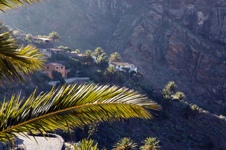 Mountain village in the Masca gorge, Tenerife, Spain. The village is home to around 90 inhabitants.の写真素材