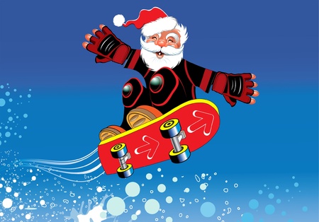 Santa Claus on a skateboardのイラスト素材