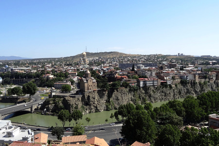 Beautiful view of the old part of the city, the river. Background