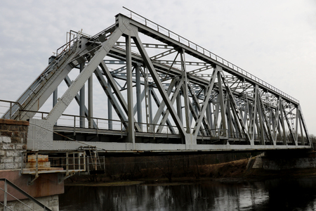 Railway old bridge over the river. backgroundの写真素材