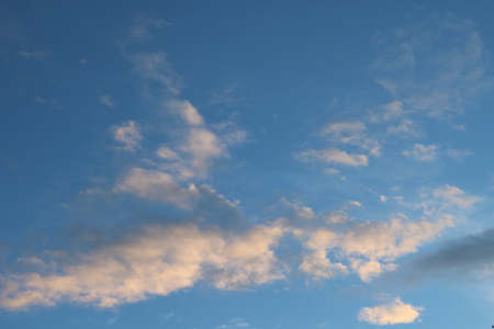 blue sky with beautiful clouds, background, textureの写真素材